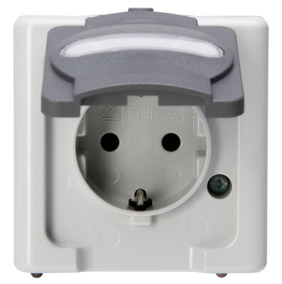 Kopp Schuko-Steckdose 1-fach Aufputz 16A 250V IP44 Blueelectric grau