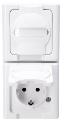 Schuko-Steckdose + Zweiwertig Als 2 DIN-Module – 16A, 220VAC, Modular Für Verteilerkästen
